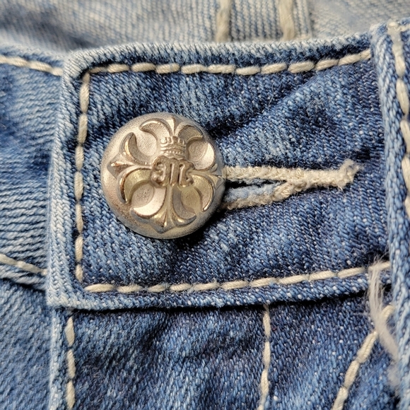 Miss Me Jeans Size 29 28X33 Bootcut Boot Leather Trim Thick Stitch Low Rise - Picture 3 of 16